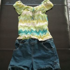 Girls Green Romper